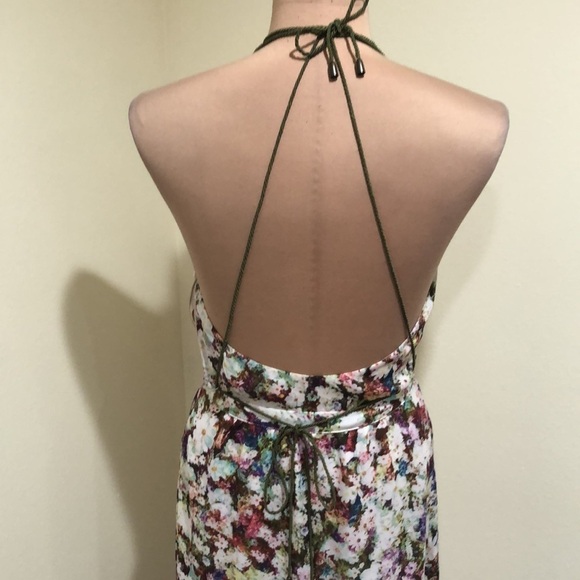 Guess Backless Maxi Dress Size Medium Cream Multicolored Abstract Floral Print - Picture 5 of 11
